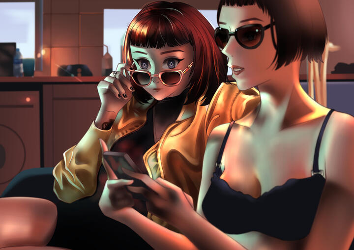 Casual peeking (Photo study Painting)